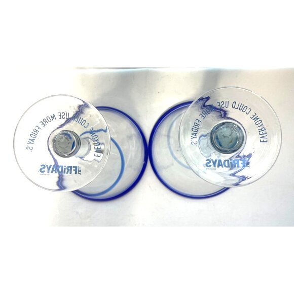 Vintage Set of Two (2) TGI Friday's Cobalt Blue Swirl Martini Margarita Glasses - Picture 6 of 7